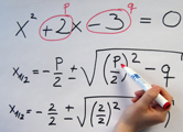 quadratische Gleichung auf dem Flipchart